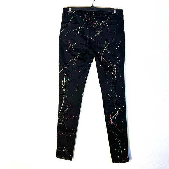 Tripp NYC Jeans Sz 9 Black Splatter Stretch Skinny Skull Rivet Punk Goth Emo Y2K - Picture 2 of 14